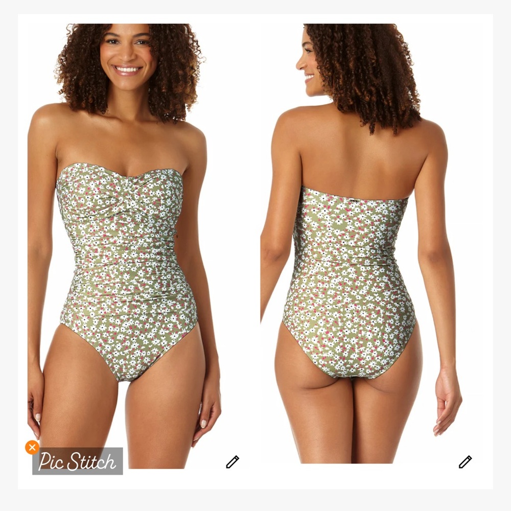Anne Cole Twist Front Shirred One Piece Swimsuit
